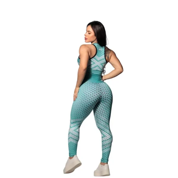 Conjunto Fitness Cintura Alta Azul – Legging e Top em Poliamida