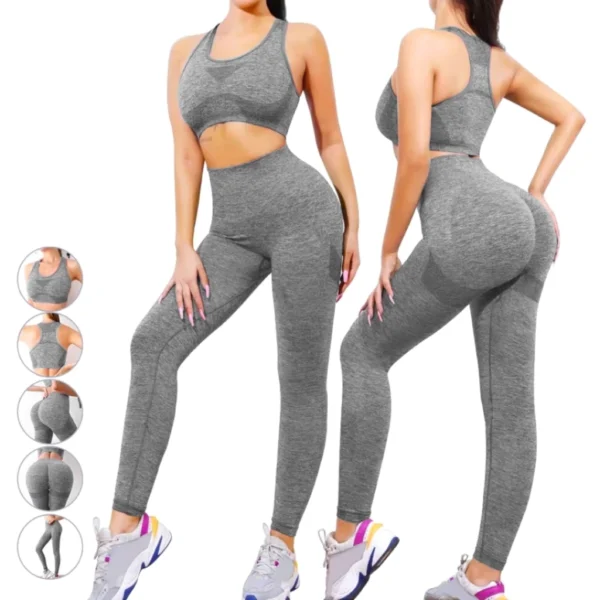 Conjunto Fitness Levanta Bumbum – Top e Legging Cintura Alta sem Costura