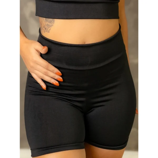 Kit 2 Bermudas Femininas de Suplex Cintura Alta Preto e Cinza