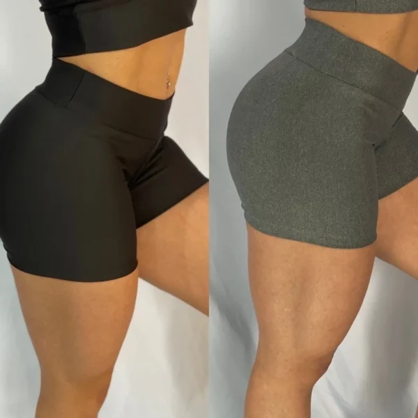 Kit 2 Bermudas Femininas de Suplex Cintura Alta Preto e Cinza